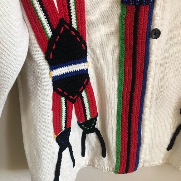 Unisex Vintage Michael Simon Suspenders Cardigan Sweater - Picture 3 of 11